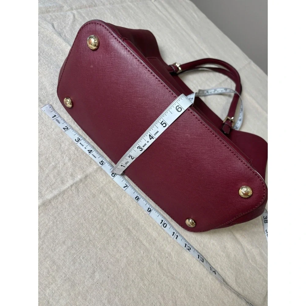 Michael Kors Tote Bag Medium Burgundy Saffiano Leather Front Pocket Shoulder Bag